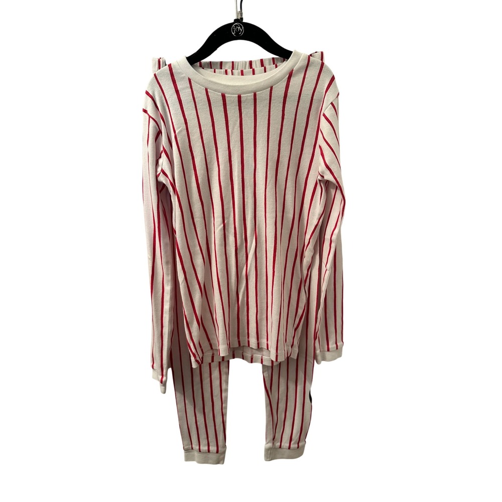 Burt's Bees Baby Kids Red White Striped Organic Cotton Pajama Set Size 10Y
